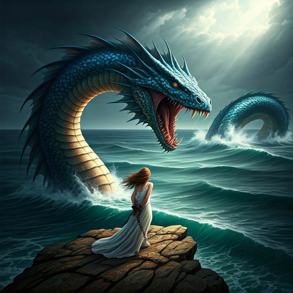 Colossal Sea Serpent Emerges from the Ocean