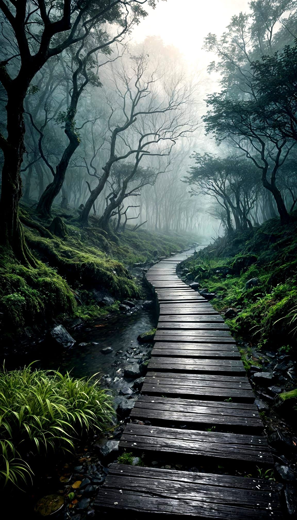 Ethereal Water Pathway in Dramatic Digital Painting