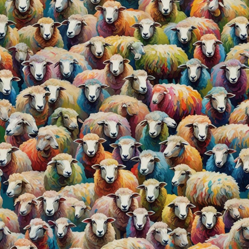 Sheep Model Summer Fashion in Dadaist Style