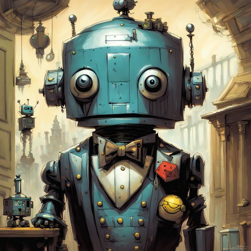 Robot Butler in a Traditional Outfit