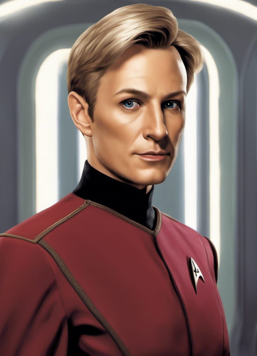 Male Gender-Bent Tasha Yar Portrait, Photorealistic