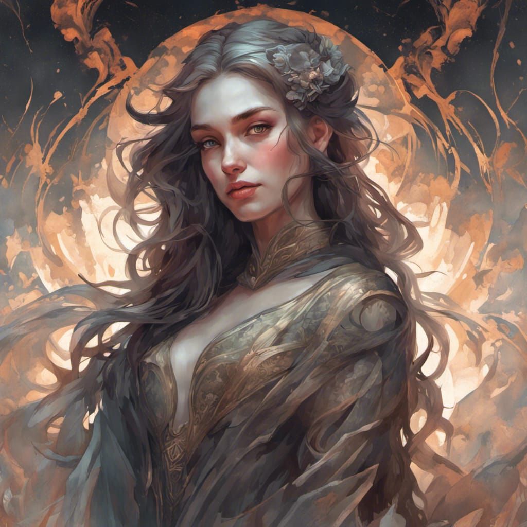 Romantic Portrait with Dark Aura, Hyperdetailed Art