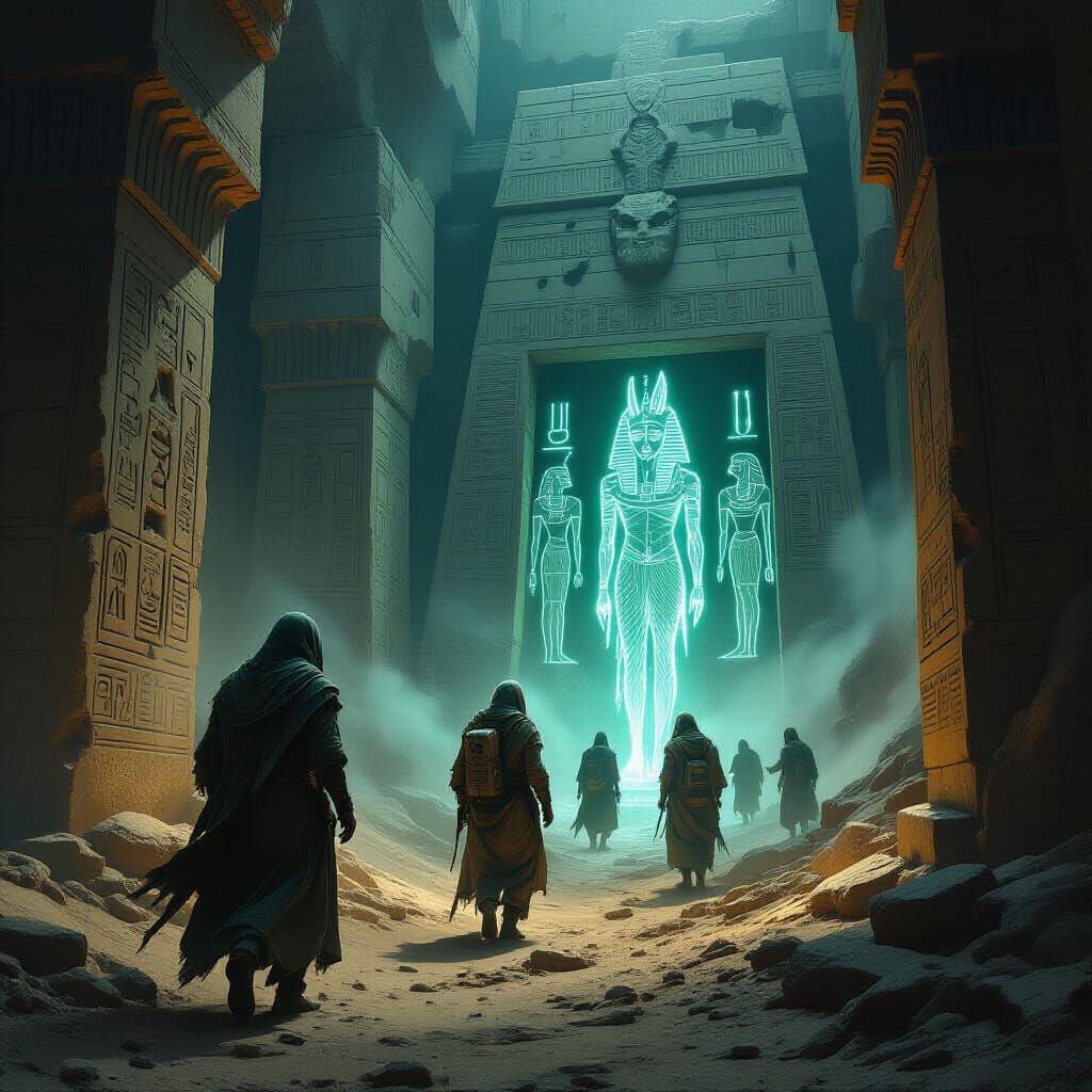 Eerie Pyramid Escape: Explorers Confront Mummies