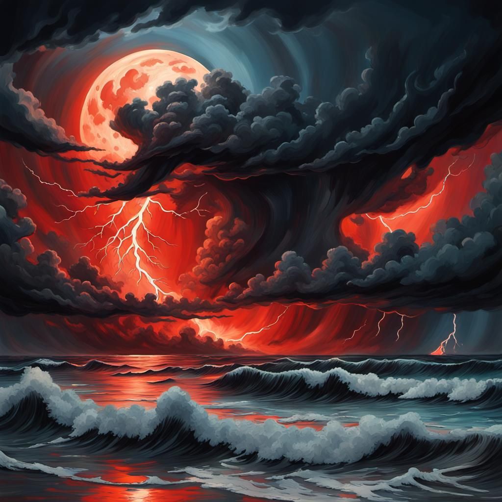 Apocalyptic Surrealism: Black Moon Over Hellish Hurricane