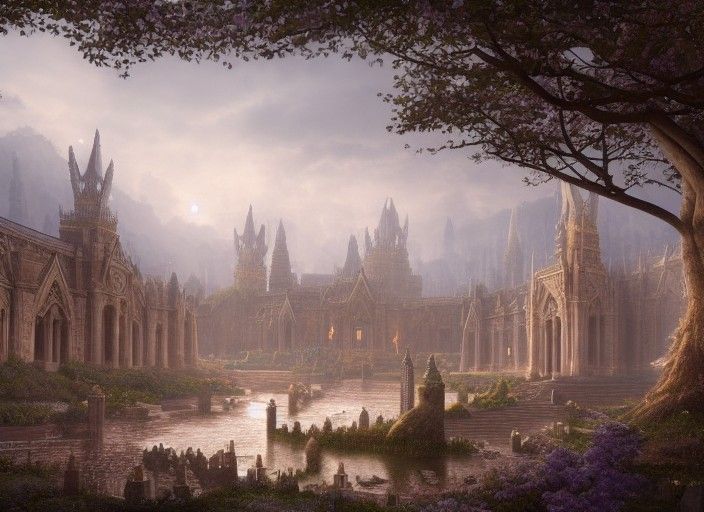 Mystical Elven Capital with Royal Palace