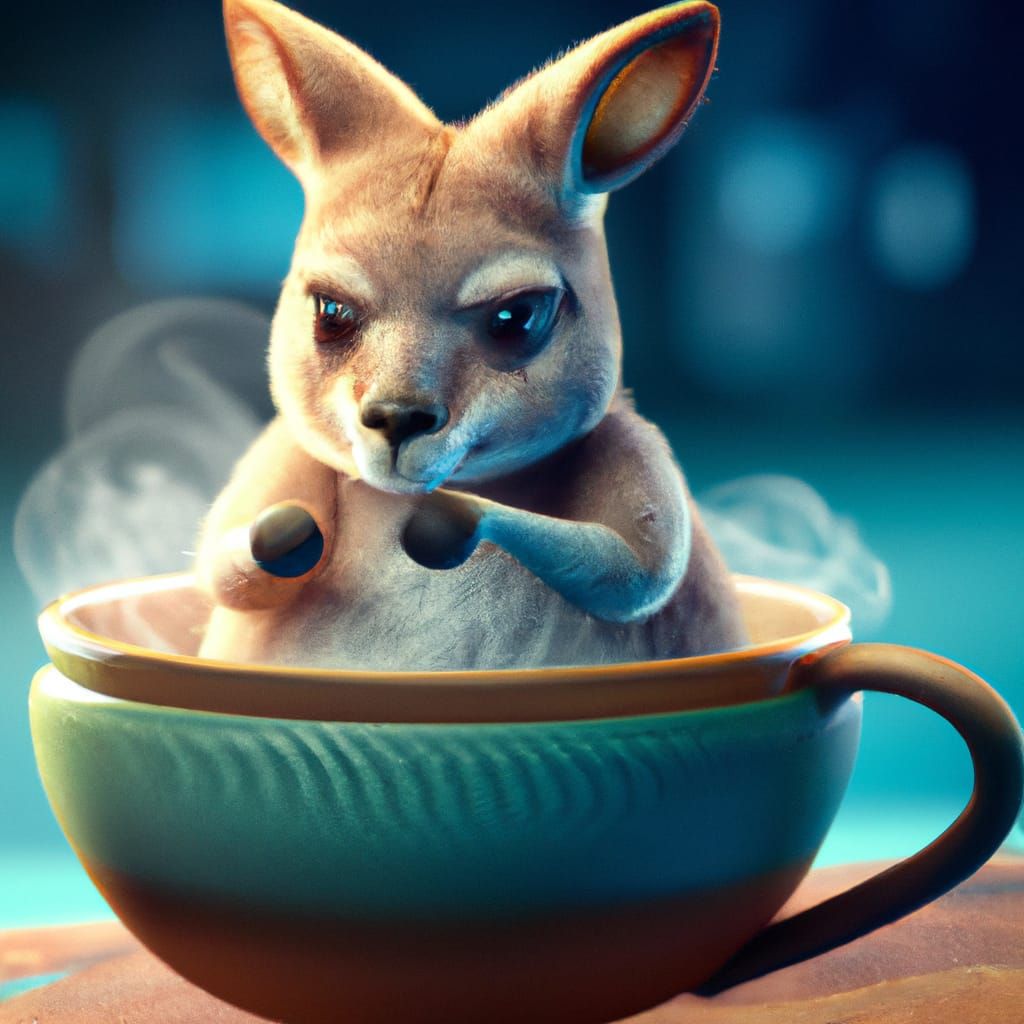 Kangaroo in teacup