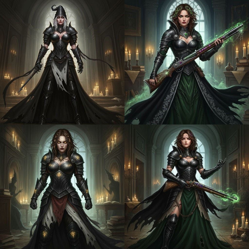 Dark Fantasy Witch Aristocrat in Black Armor