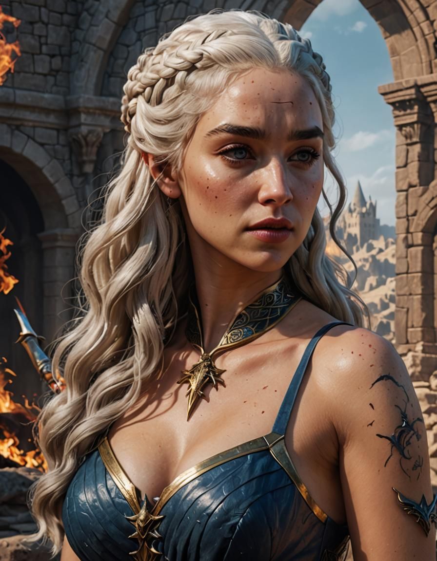 Daenerys Targaryen Pin-Up Art in Fantasy Style