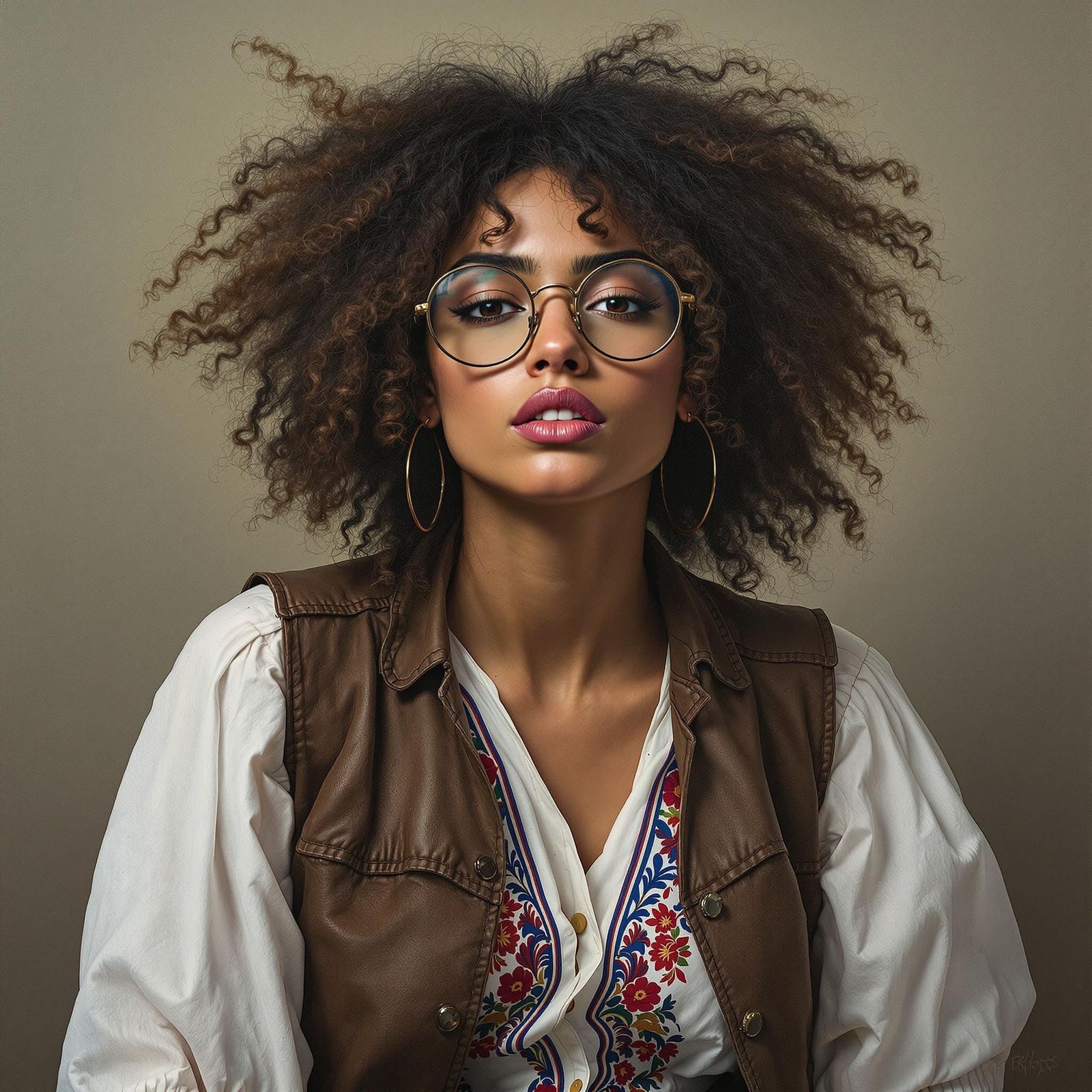 Young Woman in Revolt, in Hyperrealistic Oil Painting Style