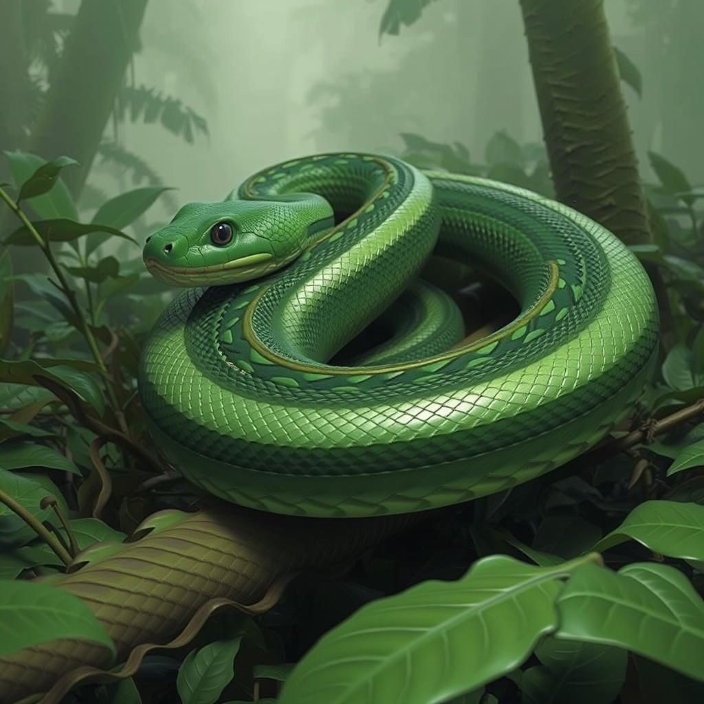 Lush Tropical Snake in Detailed 3D Style