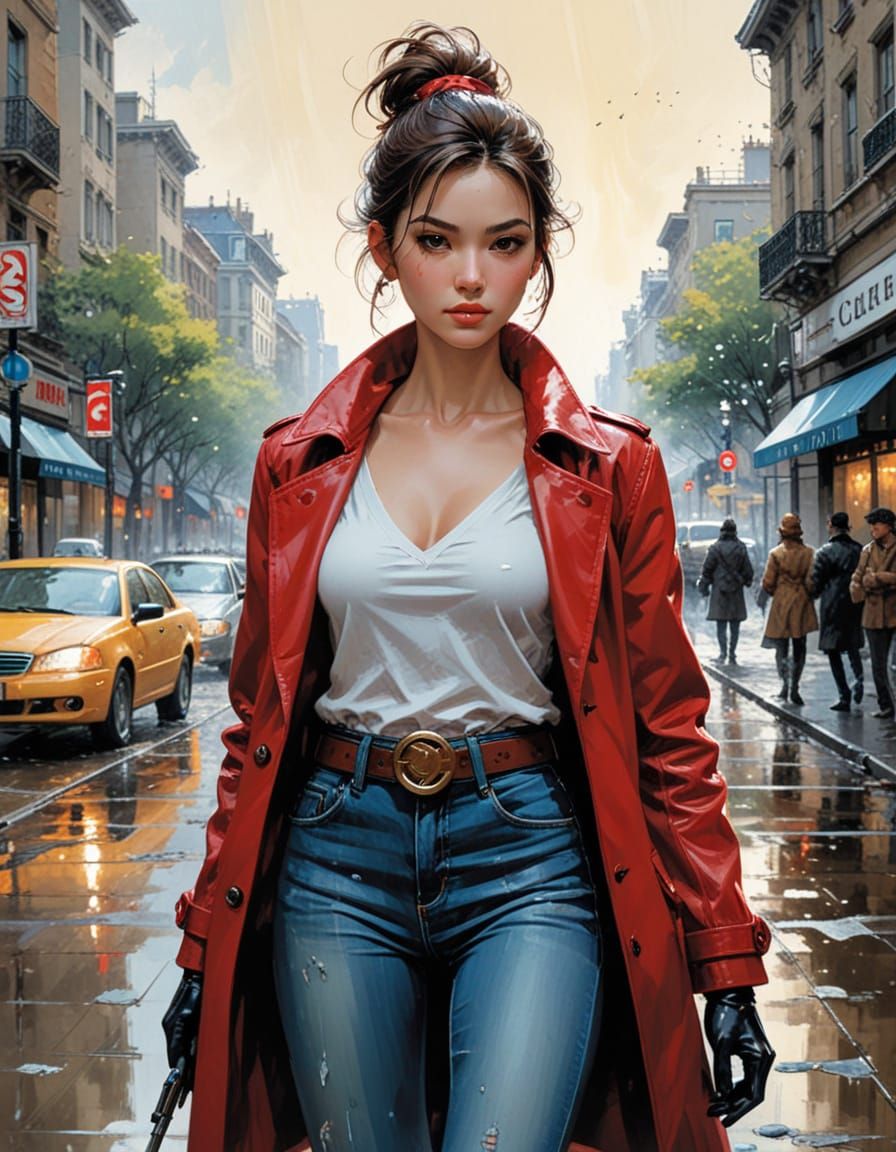 Celine as a Vibrant Comic Book Character