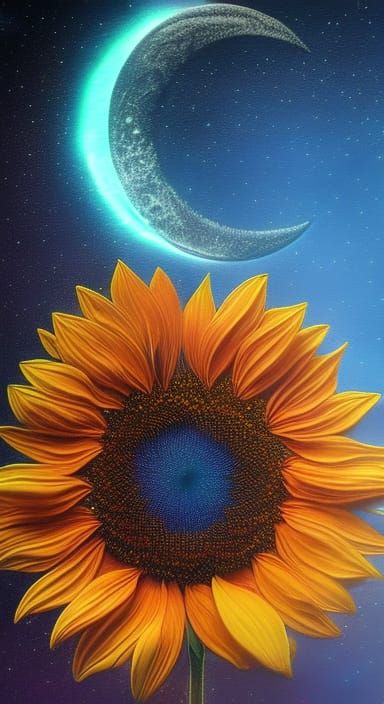 Sunflower and moon