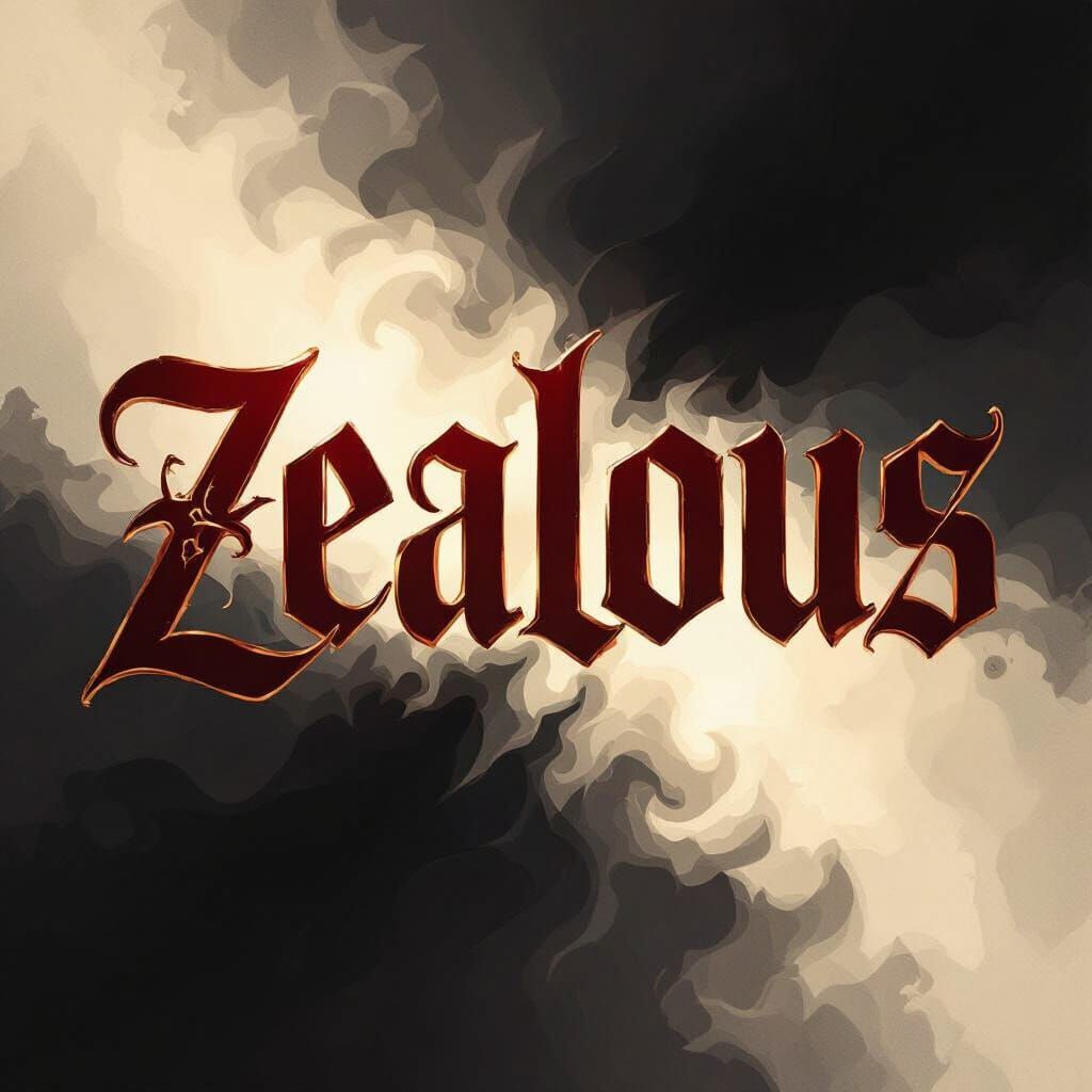 Zealous Word Art in Crimson and Gold