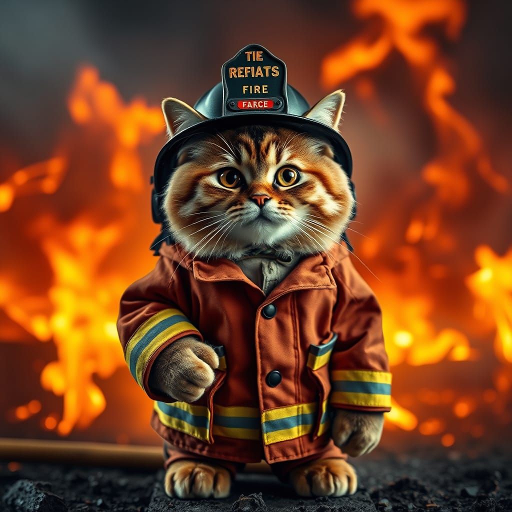 Heroic Feline Firefighter