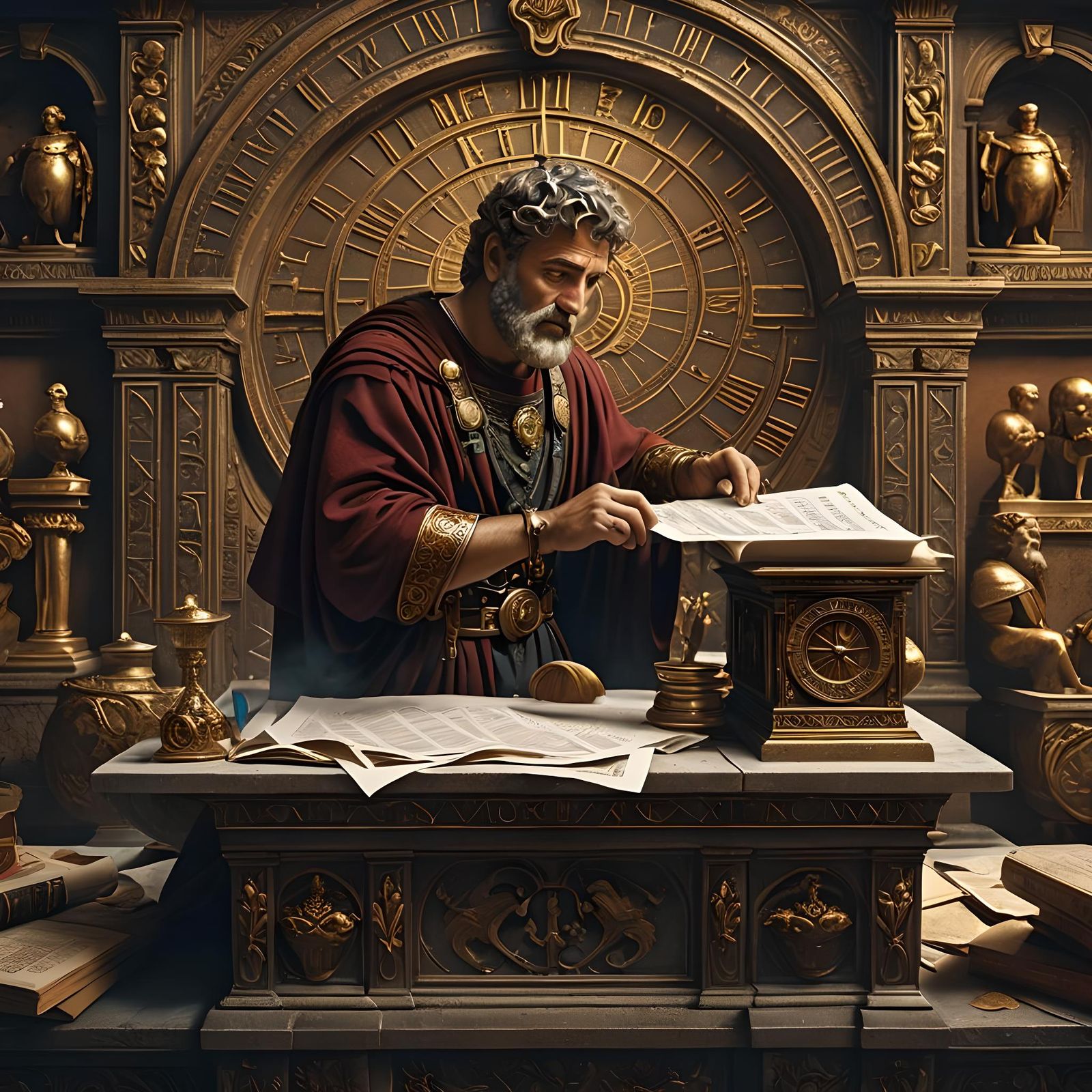 Roman Scribe Renames Sextilis to August: Detailed Matte Pain...