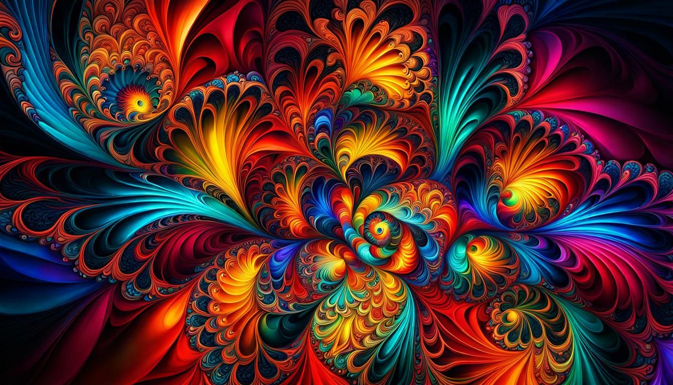 Vibrant 3D Fractal Art: Geometric Elegance