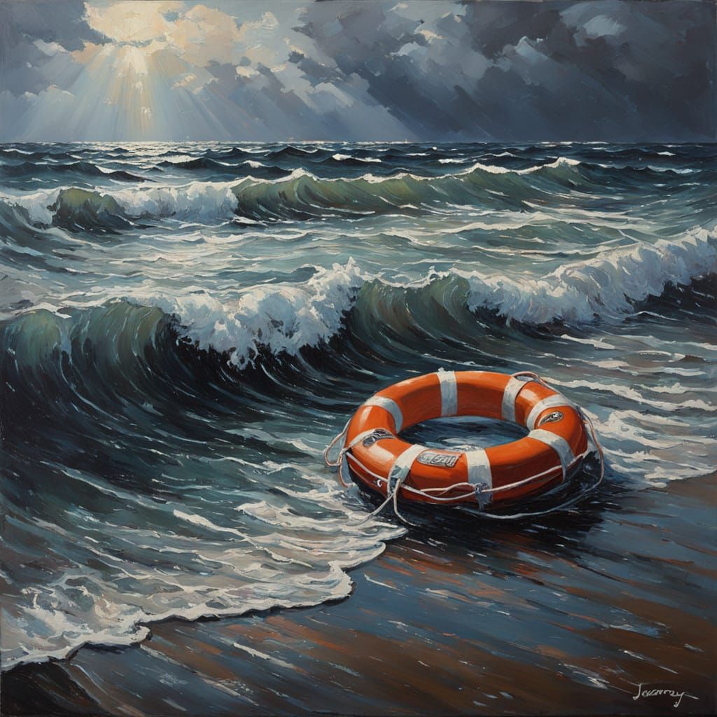 Calm Sea After the Turbulent Storm in Muted Oil Paint