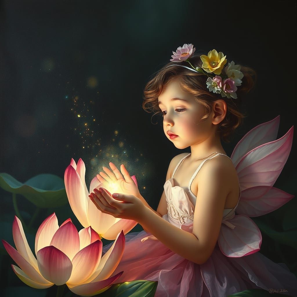 Whimsical Fairy in Vintage Oil Painting Style