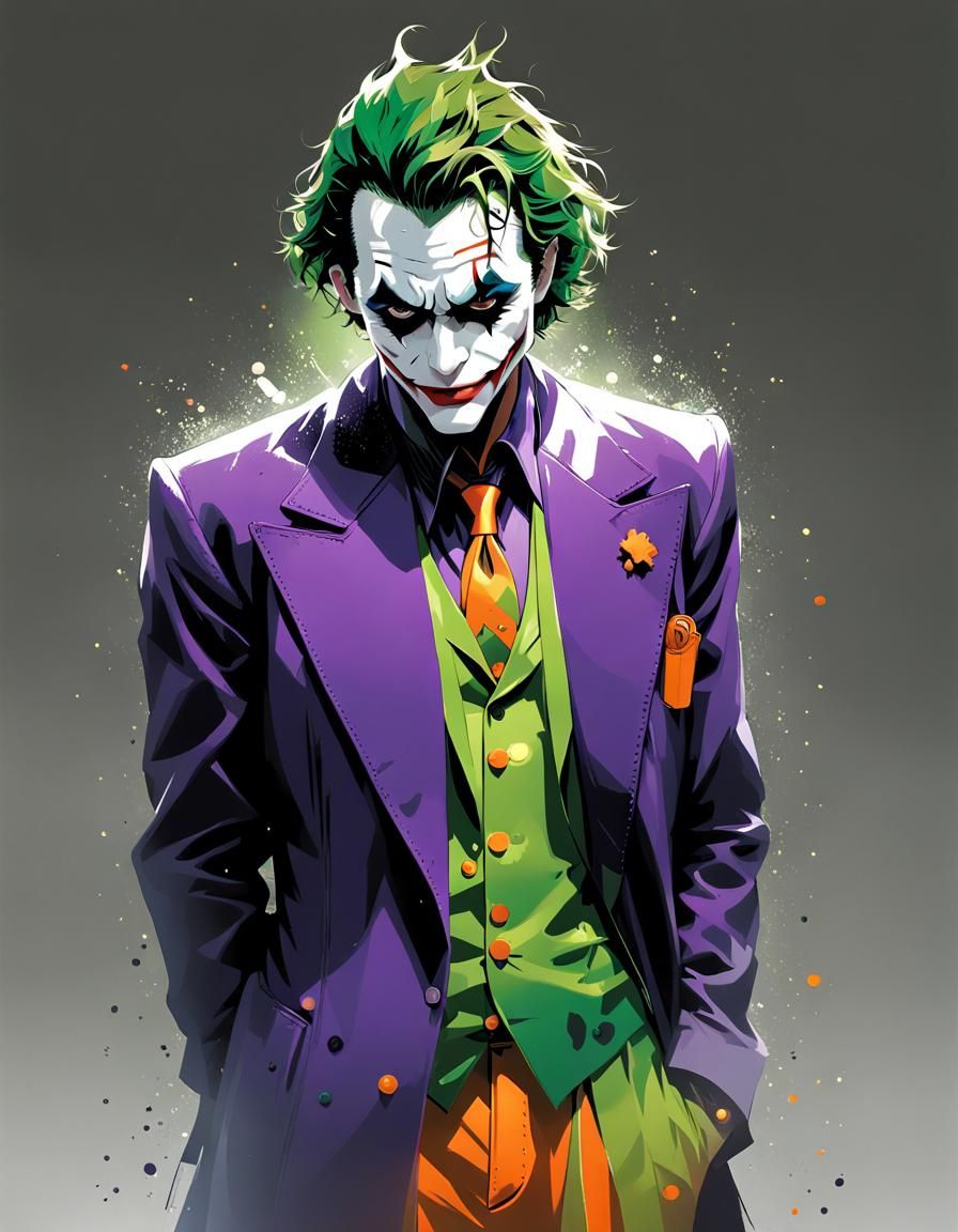 Joker Mugshot: Anime Style Digital Illustration