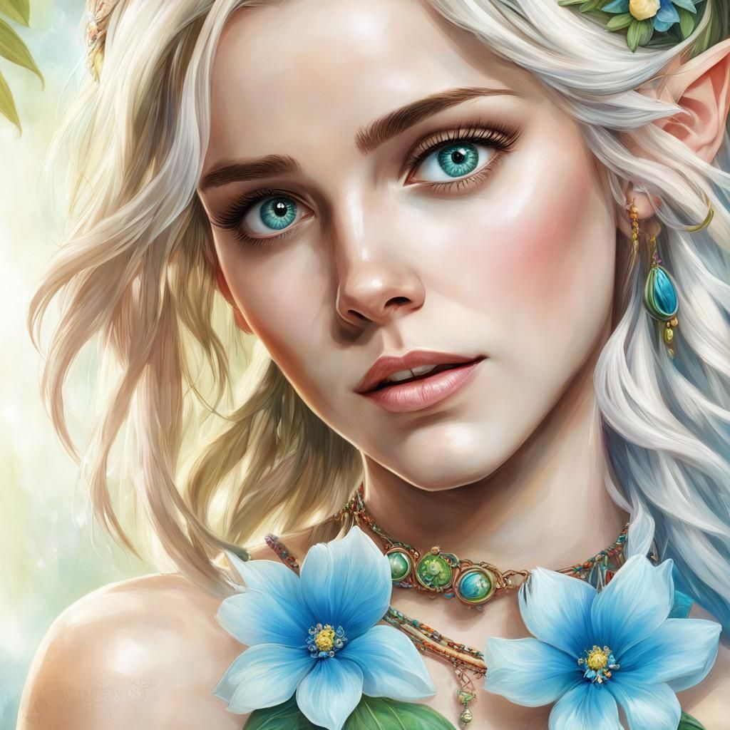Beautiful Elf Woman in Rainforest Concept Art
