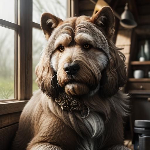 Otterhound Portrait in Rustic Barn with Cinematic Lighting