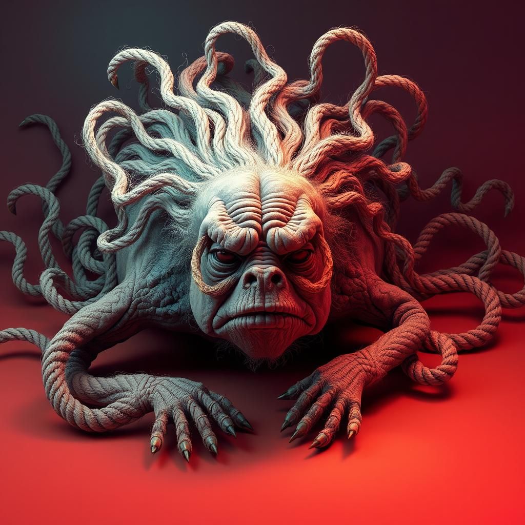 Mystical Creature Portrait in Art Nouveau Style