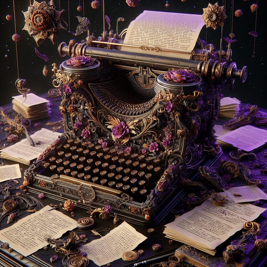 Ornate Typewriter in Dark Fantasy Style