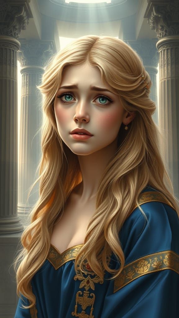 Ethereal Princess in Ancient Roman Temple
