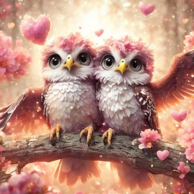 Adorable Eagle Mates in Vaporwave Style