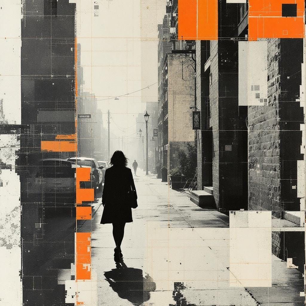 Urban Melancholy: Mixed Media in Bauhaus Style