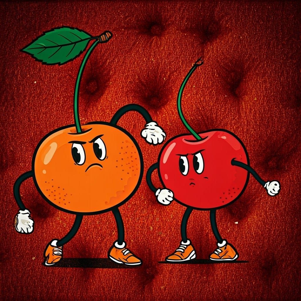 Bold Comic Style Cherries on Tufted Carpet