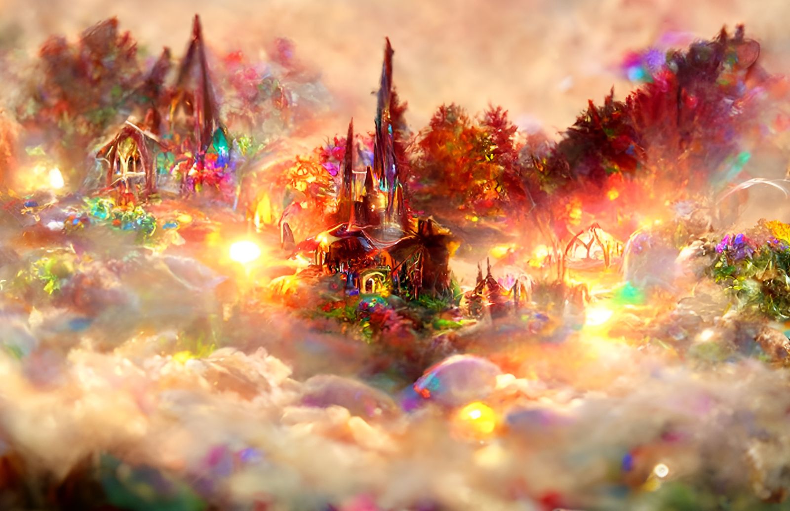 Shining Fairy Village in a Thomas Kinkade Style