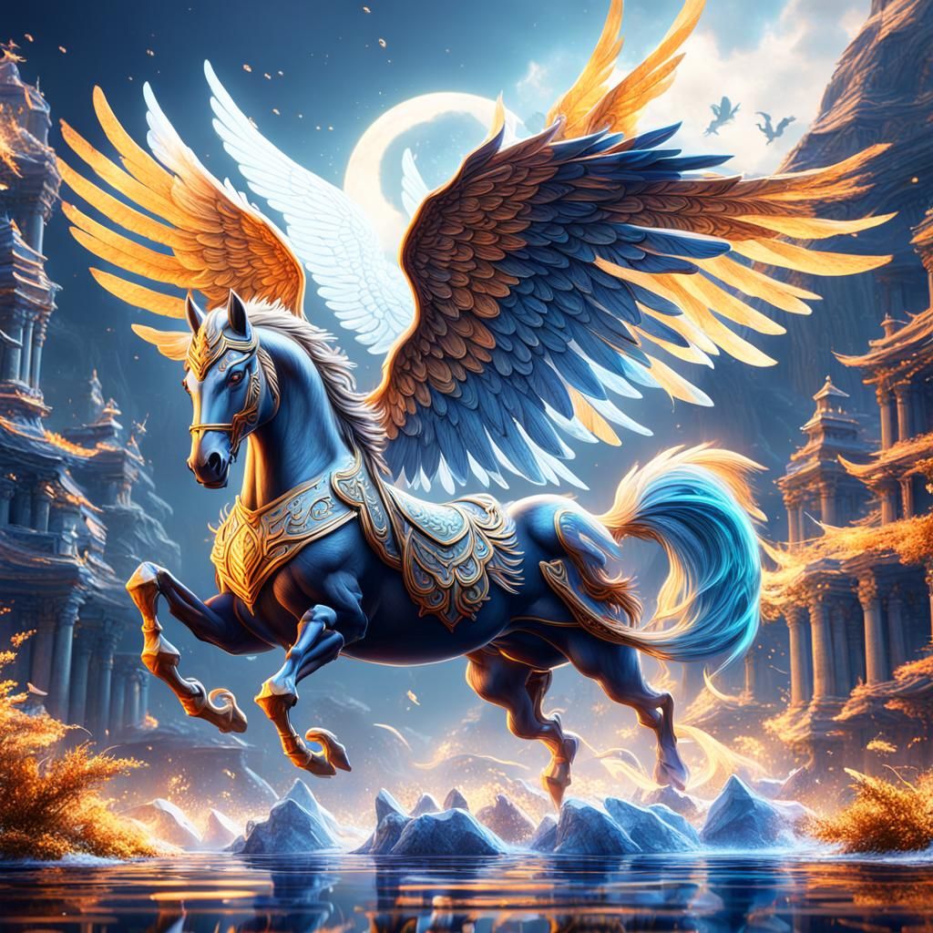 Majestic Pegasus in Detailed Fantasy Art