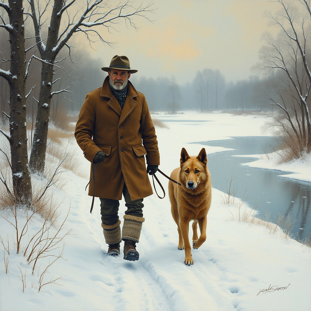 Winter Walk in the Style of American Realism