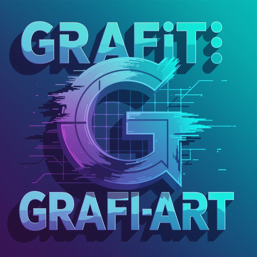 Dynamic 'G' Logo with Digital Grid and Brush Strokes