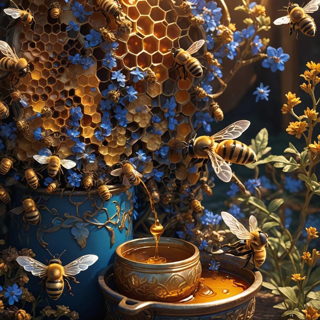 Bee Eating Honey: Detailed Matte Painting in Unreal Engine