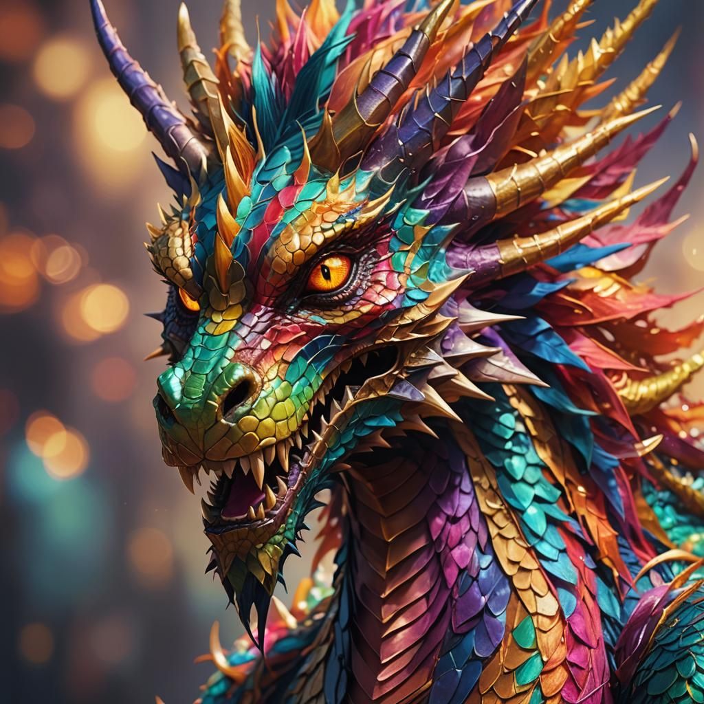 Colorful Thread Dragon: Fantasy Concept Art