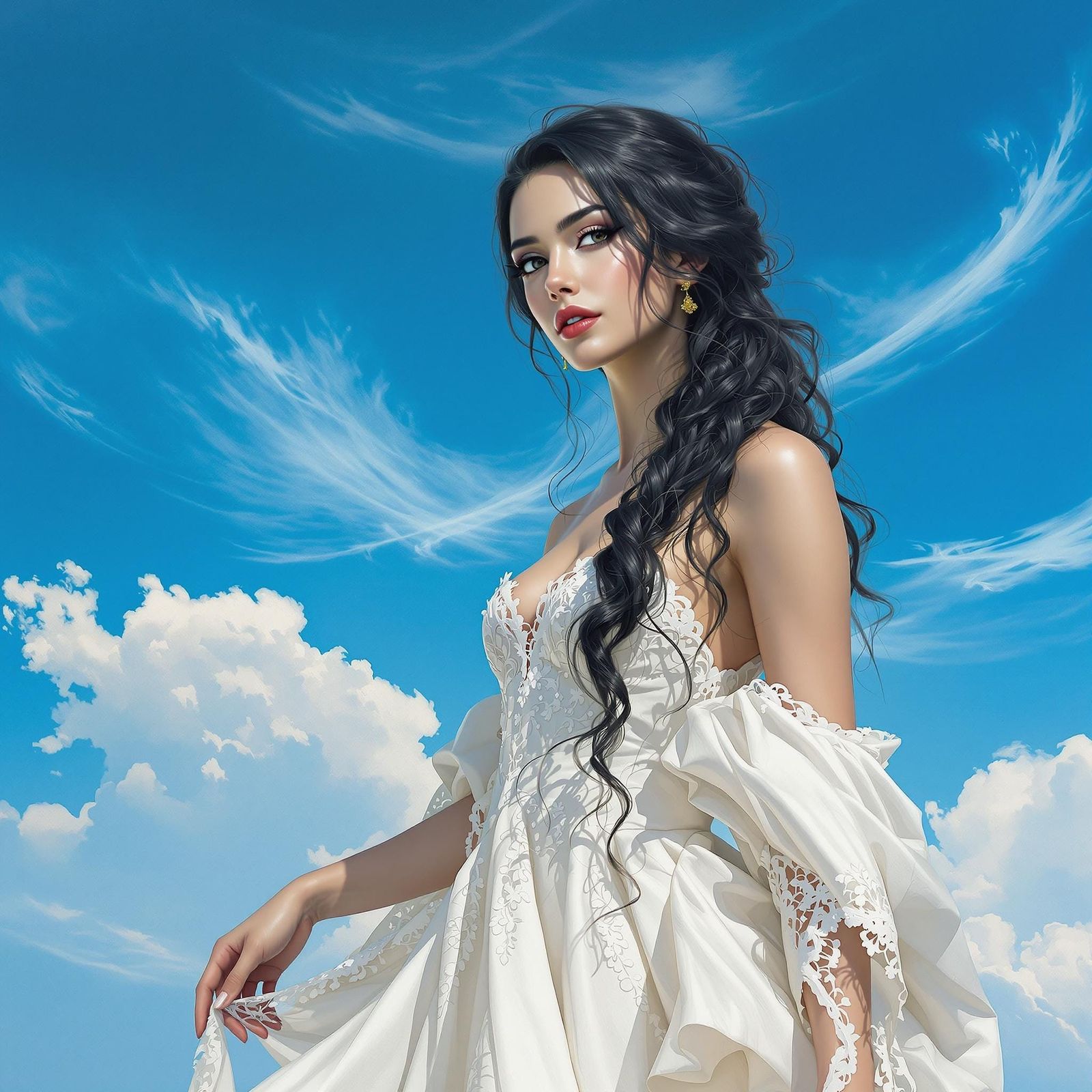 Ethereal Beauty in a Serene Blue Sky Landscape