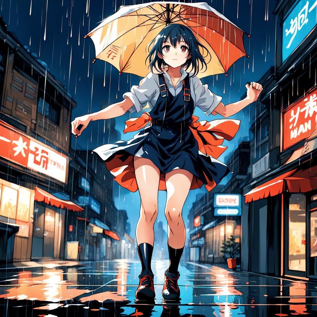 Anime Girl Dancing in the Rain