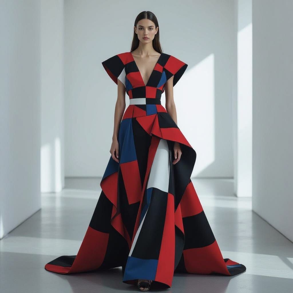 Dramatic Expressionist Dress in Modern Art Style