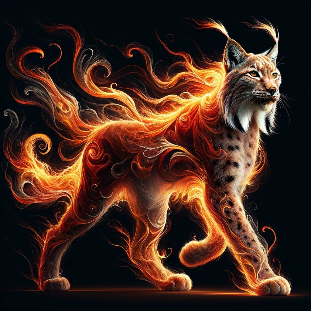 Fiery Lynx: A Creature of Flame and Motion