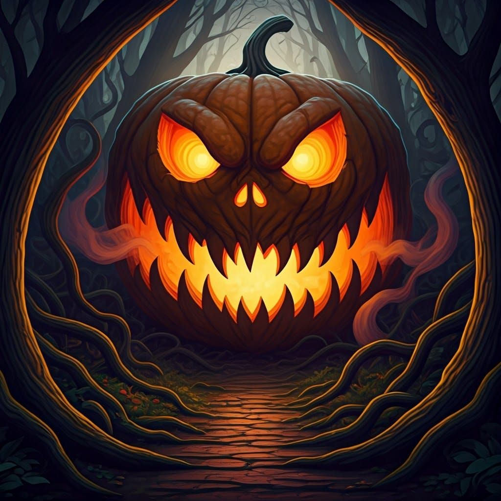 Enchanted Forest: Twisted Halloween Pumpkin Art