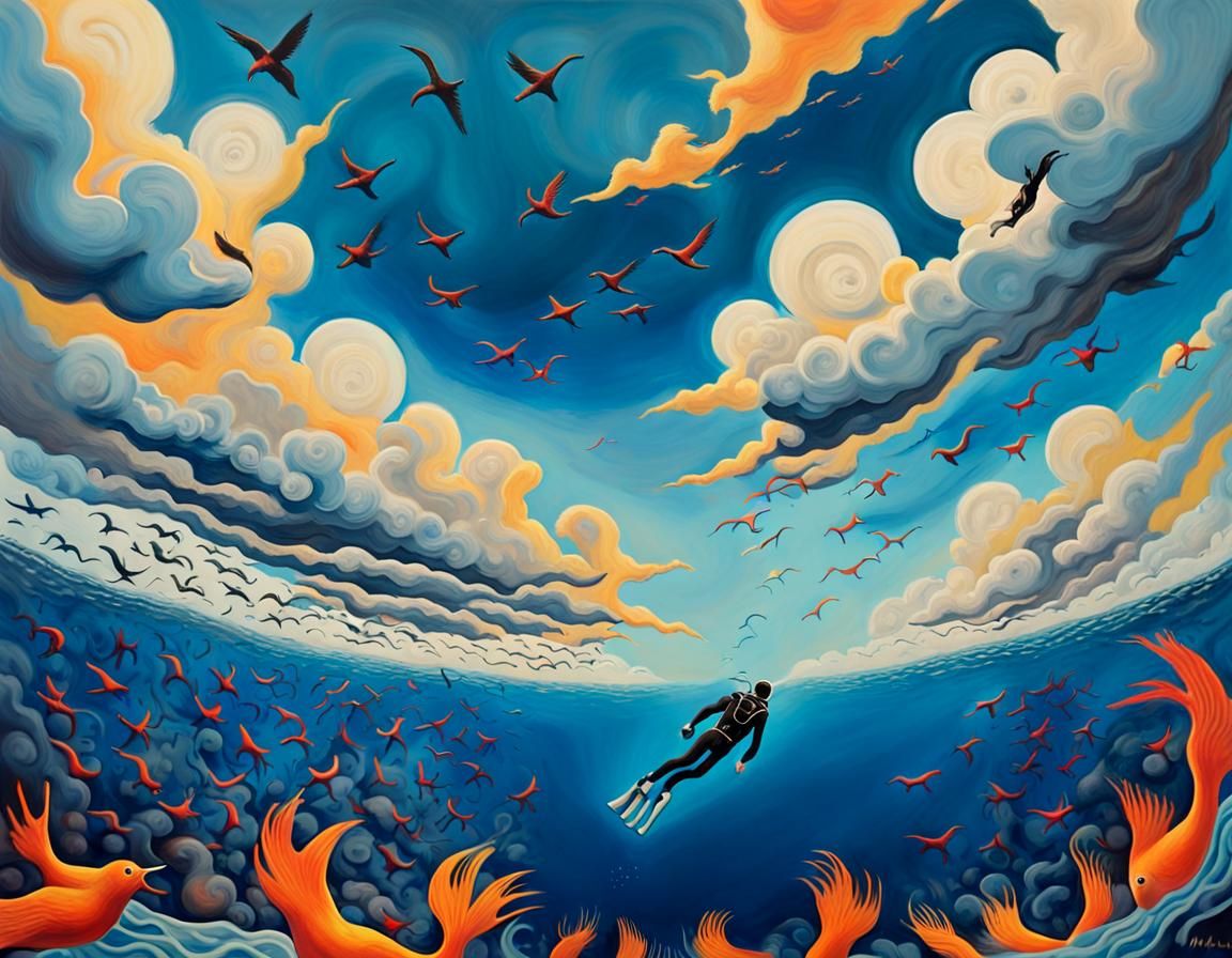 Surreal Scuba Diver Swims Through Sky