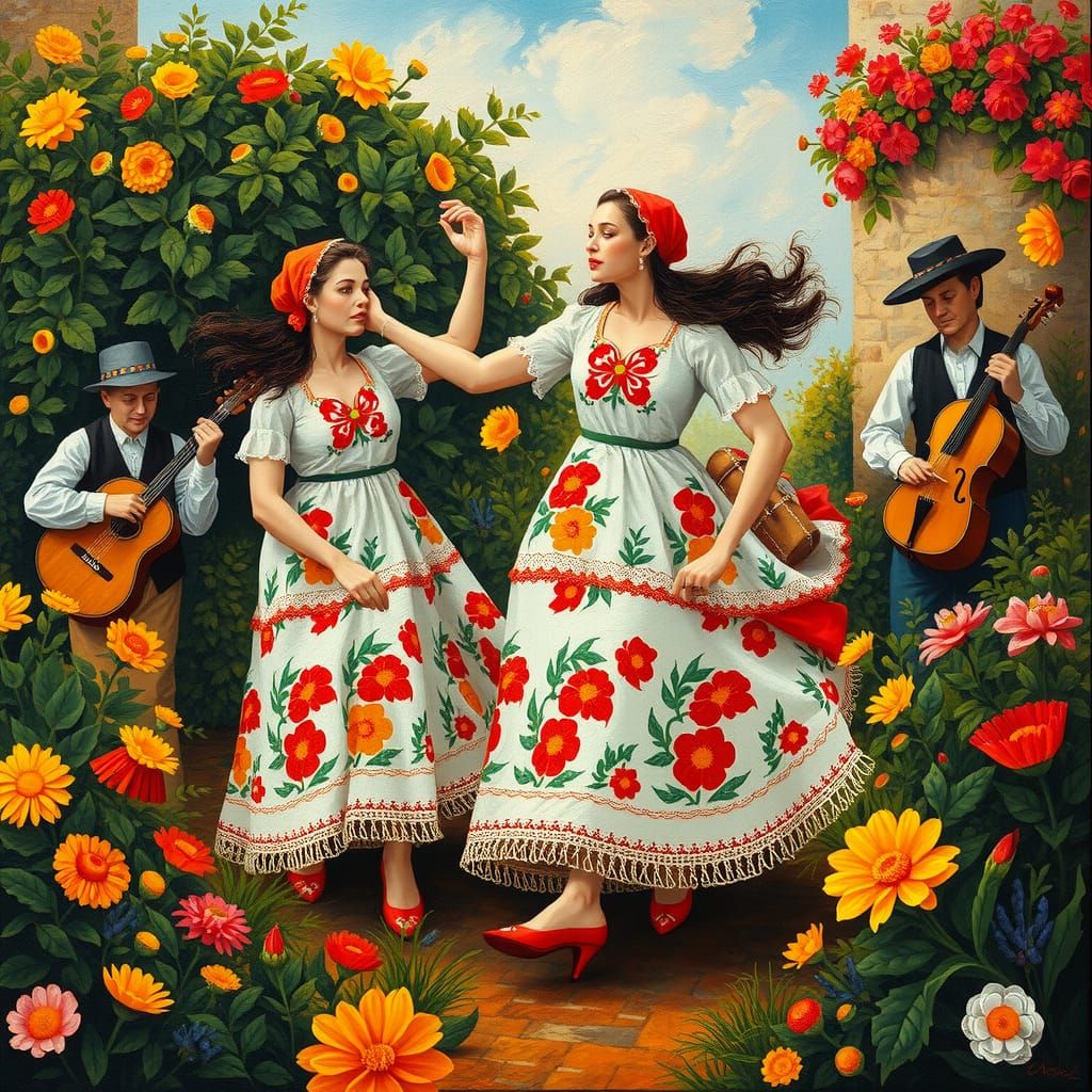Bulgarian Folk Dance in Neo-Impressionistic Style