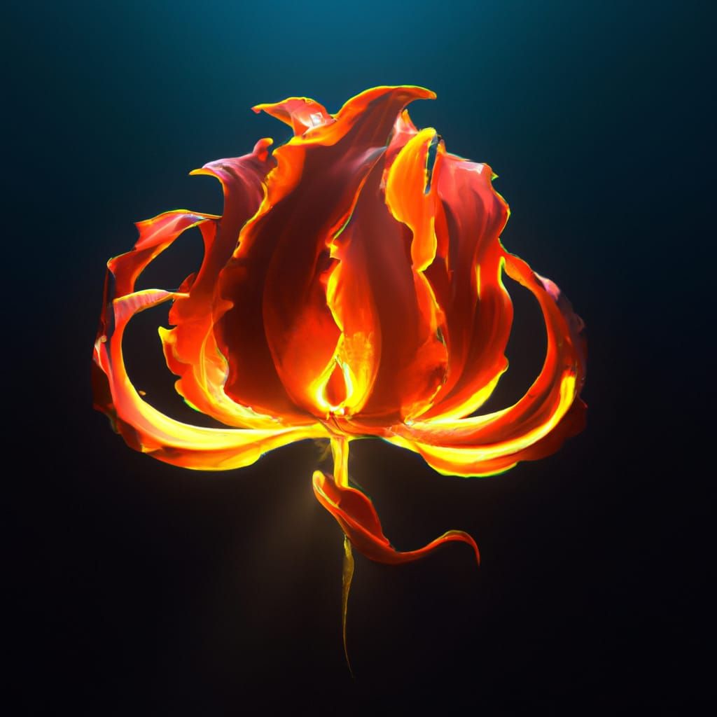 Vibrant Flame Lily with Volumetric Lighting: 8K Concept Art