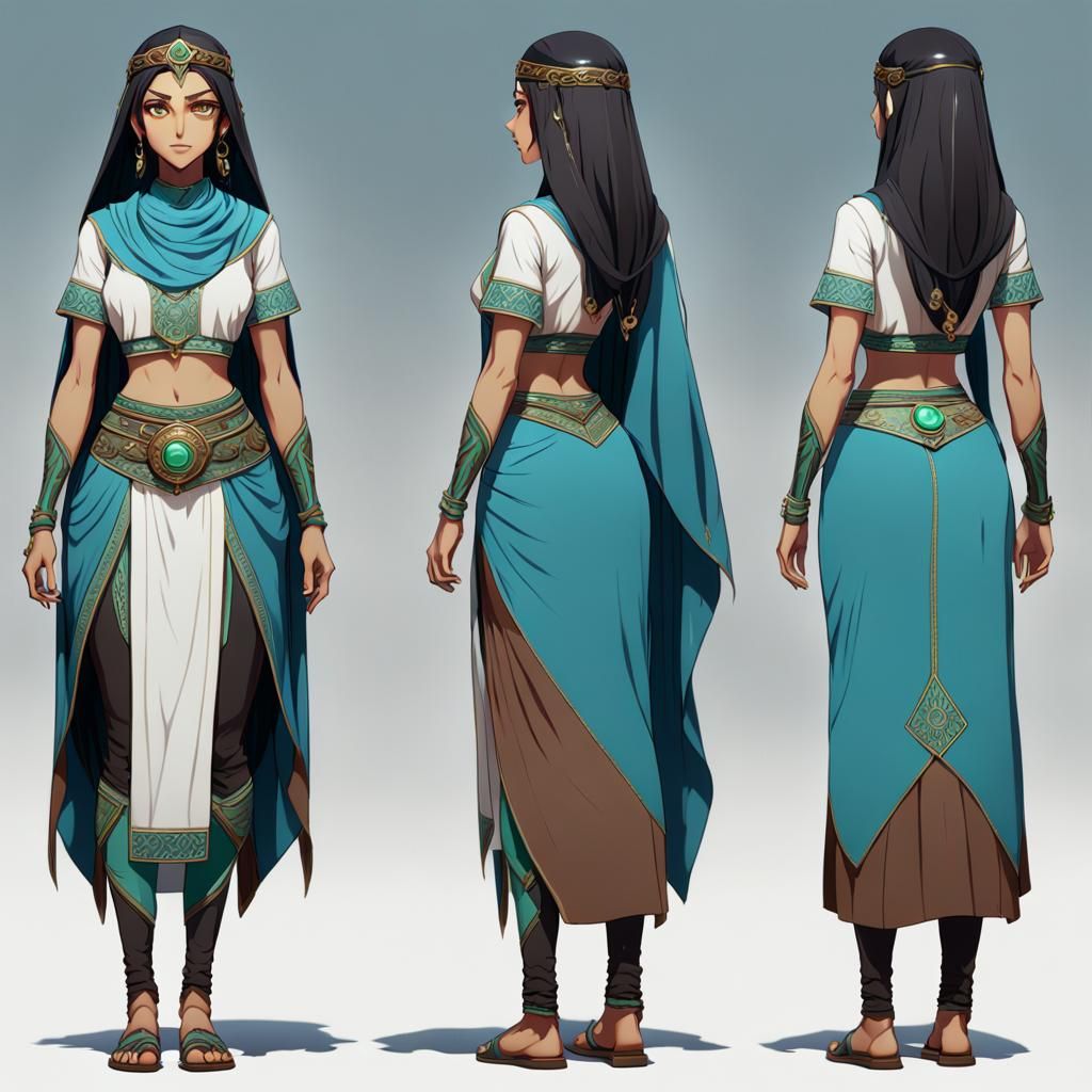 Arabian Woman Character Sheet in 3D Digital Art