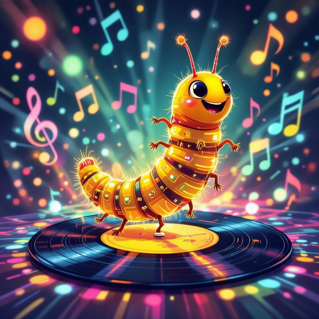 Caterpillar's Groovy Dance: A Trippy 70s Scene