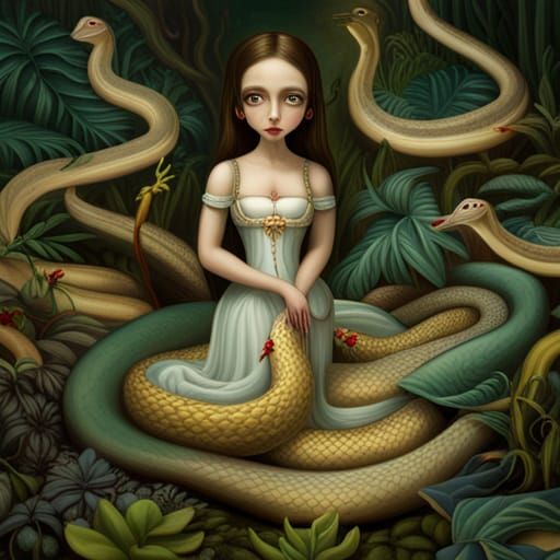 Serpentine Sovereign: A Pop Surrealism Portrait