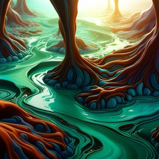 Abstract Acrylic Pouring with Intricate Details