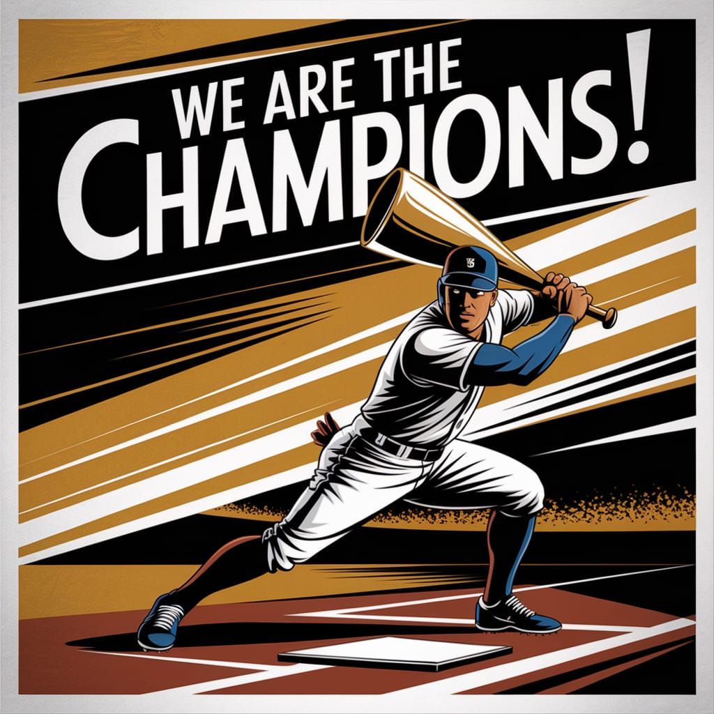 Art Deco Baseball Player with Golden Cup